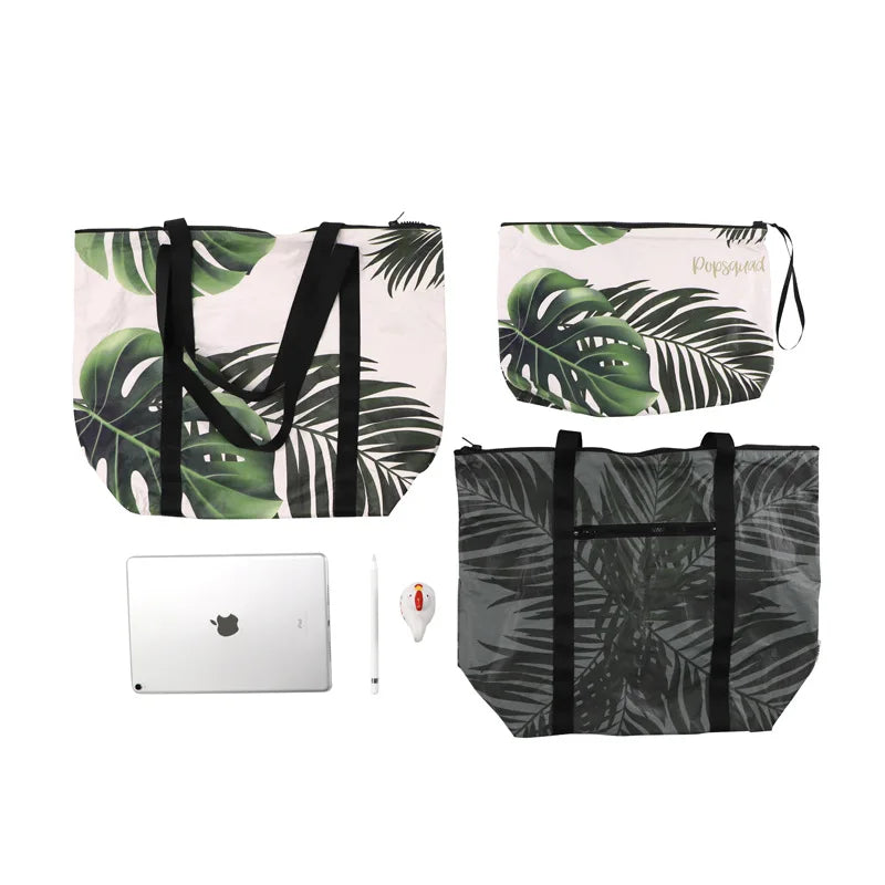 Custom Tear Resistant Shopping Fashion Beach Washable Tyvek Tote Dupont Paper Bag for Ladies