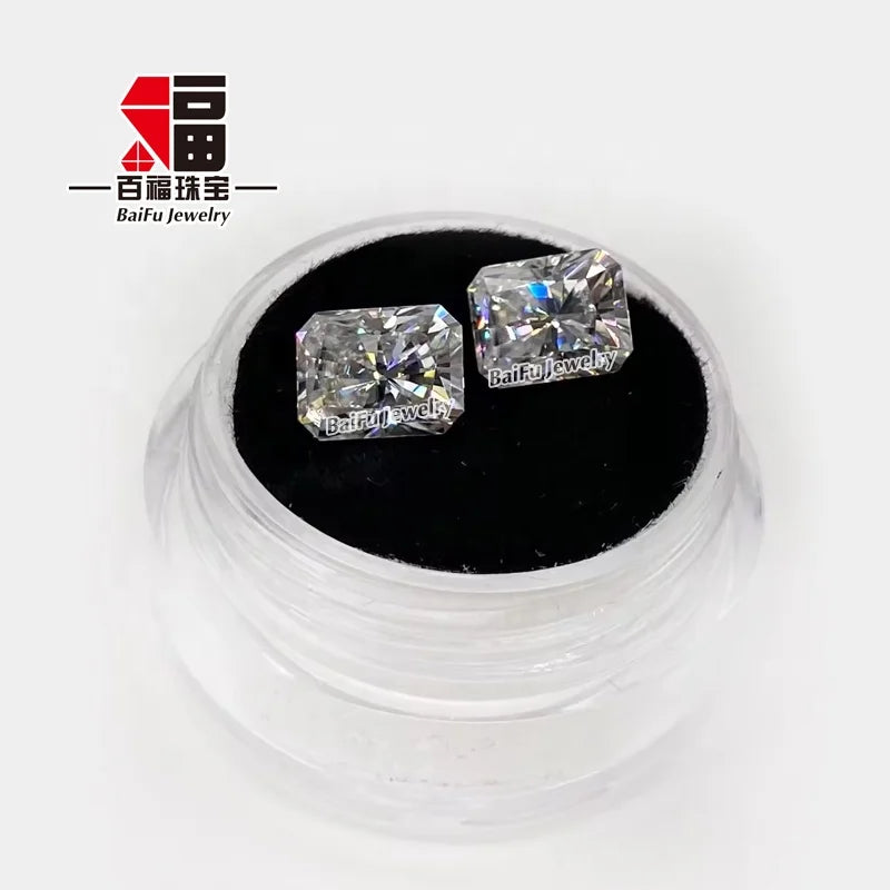 Baifu Jewelry Top Quality DEF White clear Loose White Cut Radiant Moissanite Diamonds