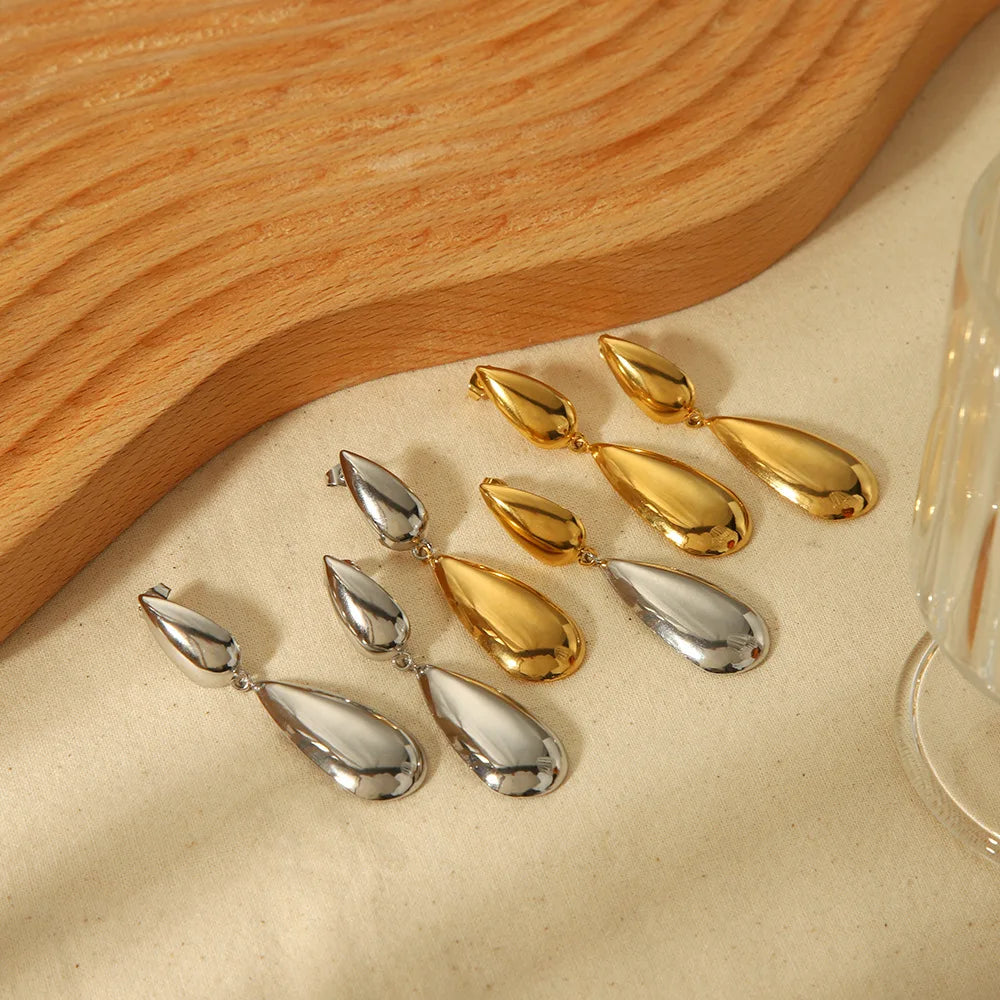 Fashion Personality 18K Gold Stainless Steel Earrings Delicate Temperament Drop Earrings for Women
