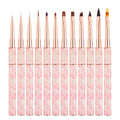 Professional Nail Art Salon Liners UV Gel Gradient Metal Handle Carved 3D Beauty Brush Manicure Tool Nail Brush