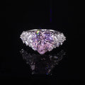 AR319 Abiding Romantic Love Heart Cut 9x9MM Crushed Ice Pink Cz Diamond 925 Silver Cubic Zirconia Ring