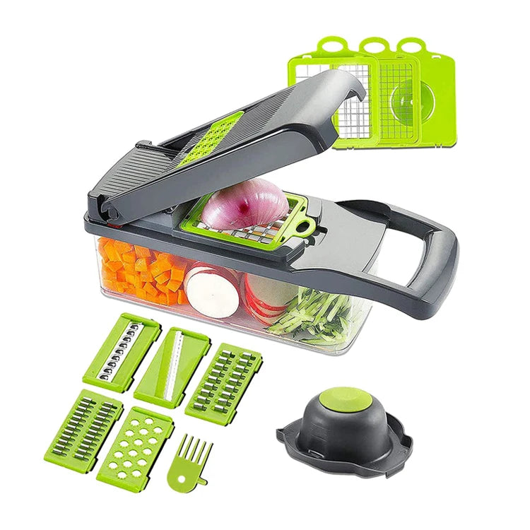 OEM&ODM Kitchen Gadgets 12 in 1 Multi Functional Manual Easy to Use Vegetable Chopper With Storage Box