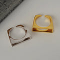 ICEBELA Jewelry Minimalist Flat Opening Ring Sterling Silver 925 Jewellery Double Layer Geometric Square Ring for Women