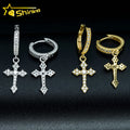 Fashion Jewelry Vvs Moissanite Diamond Cross Hoop Earrings Unisex Hip Hop Jewelry Iced Out 925 Silver Moissanite Huggie Earrings