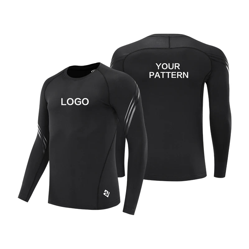 Blank OEM Surf Printed Compression Shirt Long Sleeve Shirt Men Gym Fitness Muscle Fit Tshirts Custom Printed Rash Guard for Men