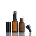 Amber Frosted Glass Cosmetic Bottle with Aluminum Pump Empty Skincare Lotion 50ml Spray Bottle
