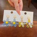 S925 Silver Needle Simple Small Fresh Flower Earrings Summer New Cute Acrylic Gradient Stud Earrings