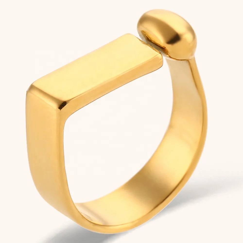 Dingran Waterproof Jewelry Geometric Open Gold Plated Rings 316l Stainless Steel Jewelry Ring Accessories for Women