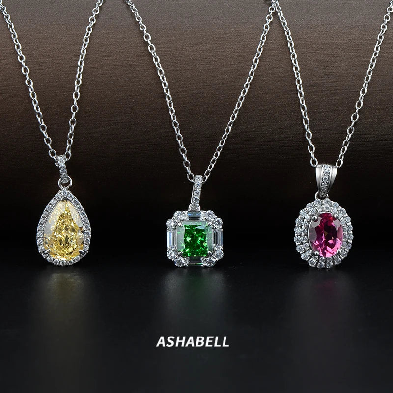 Fashionable and Popular S925 Sterling Silver Gold-plated Ice Cut Necklace  CZ Diamond Solid Pendant Necklace