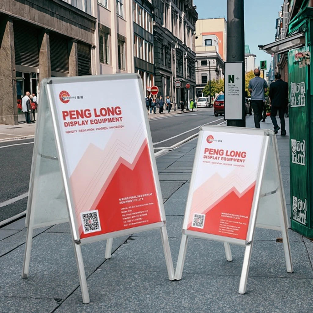 Customer Stopper a Board Sign Silver Poster Stand Snap Open A1/A2 Picture Holder Aluminum Sandwich Boards