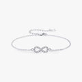 925 Sterling Silver Crystal Diamond Bracelet Figure 8 Infinity Ankle  Chain Adjustable Heart Charm Bracelet