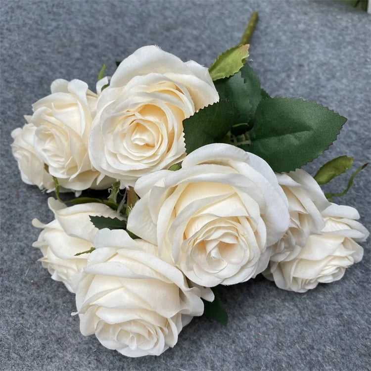 Ready Ship U-3299  Wedding Decoration Artificial Silk White Pink Rose Flower Bouquets