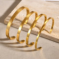 5mm Wholesale Custom Engrave Stainless Steel Expandable Open Cuff Bangle Non Tarnish 18k Gold Plated Cuff Men Bracelet Bangle