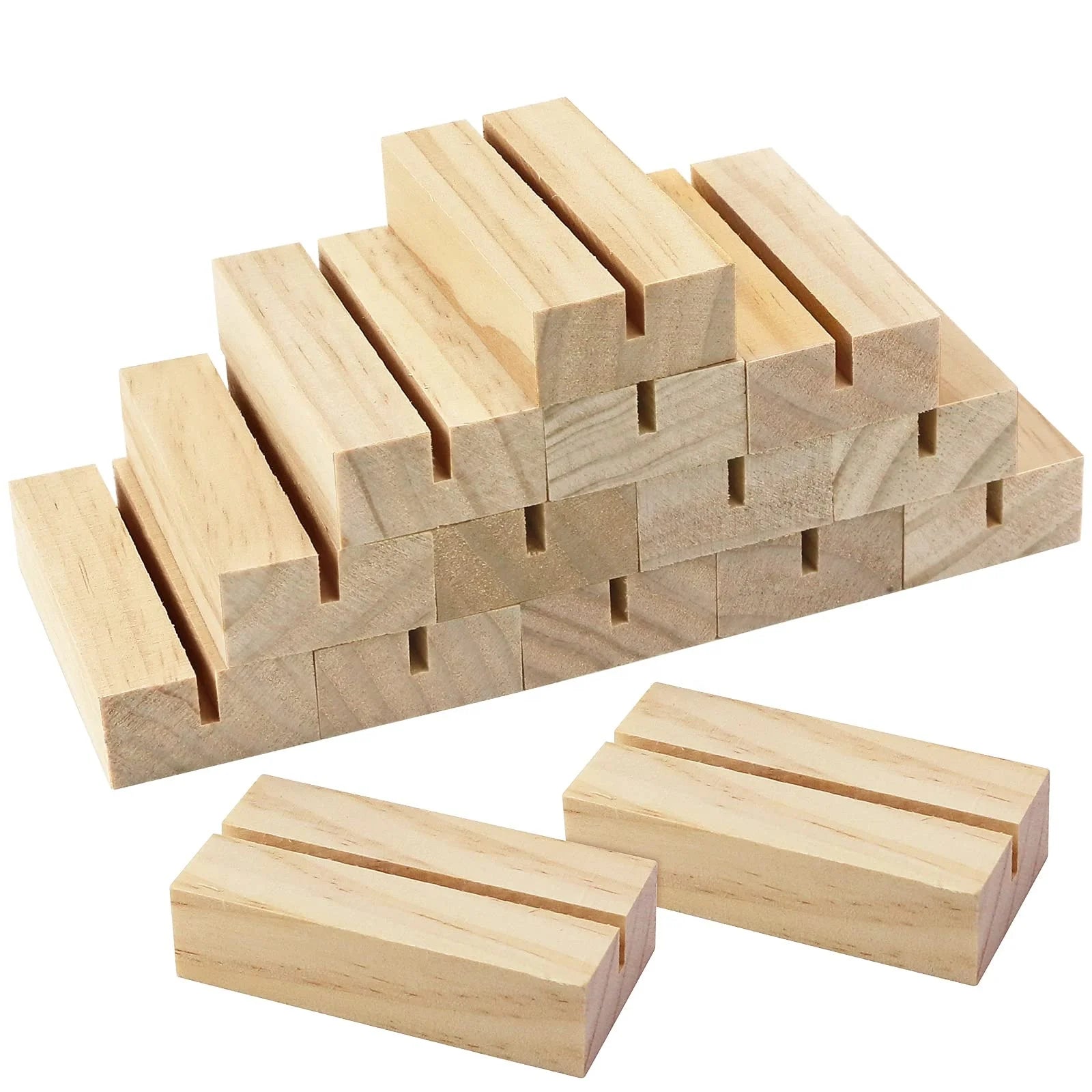 15 Pieces Wood Table Number Stands Wood Place Card Holders Picture Holder for Ceremony Birthday Party Home Decoration