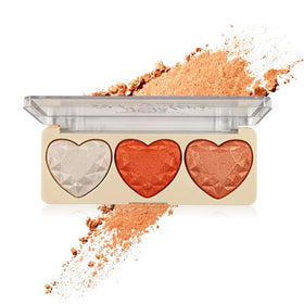 Fashionable 3-Color Heart Shaped Blusher Powder Pearlescence Highlights Vegan Blush Palette
