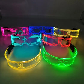 Cool Cyberpunk Rezz Visor Robocop Futuristic LED Sunglasses Acrylic 7 Color Clear Lenses Wedding Diwali Christmas Party