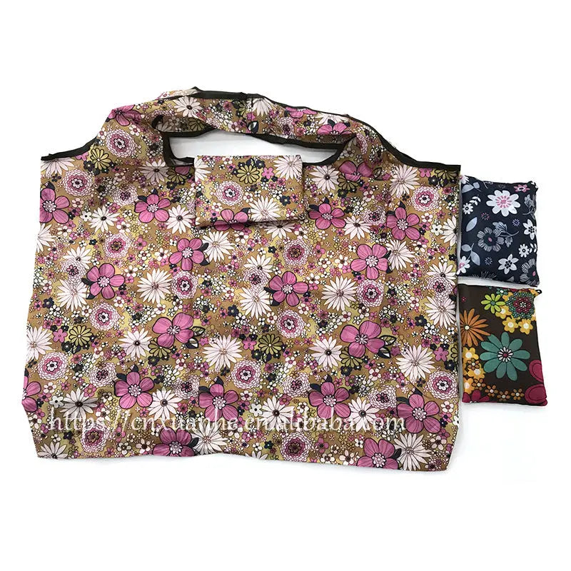 New Customized Striped Polyester Reusable Folding Shopping Bag Economically Priced