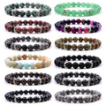 Wholesale  8MM Stone Beads Simple Elastic Bracelet Crystal Agate Bead Bracelet Metal Accessory Vintage Unisex Bracelet Daily Use