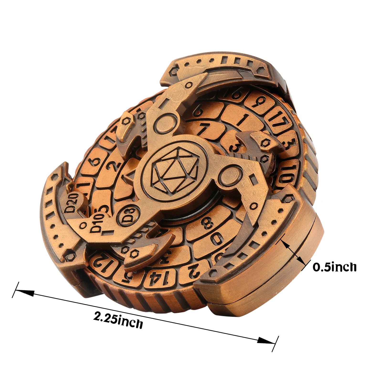 Metal Polyhedral Roulette Dice Spinner DND Dice Set 7-in-1 with Gift Case for RPG Tabletop