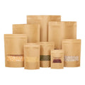 Resealable Recyclable Snack Candy Dried Fruit Nuts Food Packaging Bag Brown Kraft Paper Stand up Pouch with Zipper and Window