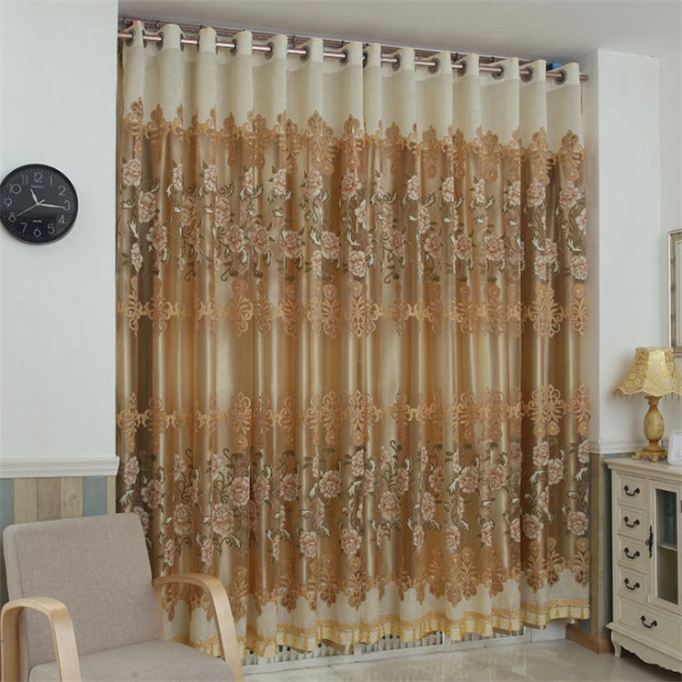Wholesale Luxury Gold Sheer European Style Curtain 100% Polyester Blackout Purple European Style Curtains