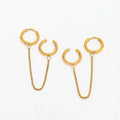 New Trendy Earring 18K Gold Plated Statement Tassel Cuff Earrings Huggie Two Parts for Women Stainless Steel Earrings Wholesale