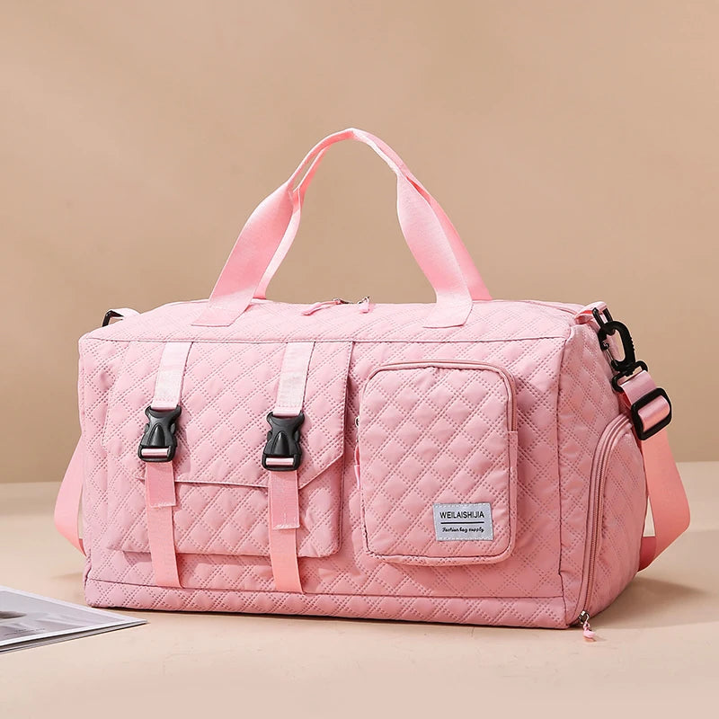 Wholesale Large Capacity Multi-Function Quilted Waterproof Travel Luggage Bag Fashion Dry Wet Separation Shoe Compartment Zipper