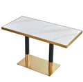 Apartment Nordic Dining Table Coffee Shop and Lounge Combination Dining Tables Modern Golden Marble With Metal Base Coffee Table