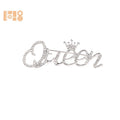 Queen Fashion Women's Elegant Letter Cardigan Pin Full Diamond Corsage Brooch for Wedding Parties Jewelry Gift Decoration