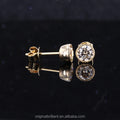 Starsgem Round 4mm DEF Lab Diamond Bezel Setting Yellow Solid Gold Earrings 14k