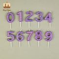 Custom Design Wholesale Glitter Purple 0-9 Birthday Cake Number Candles for Party Wedding Easter New Year Bars-Handmade