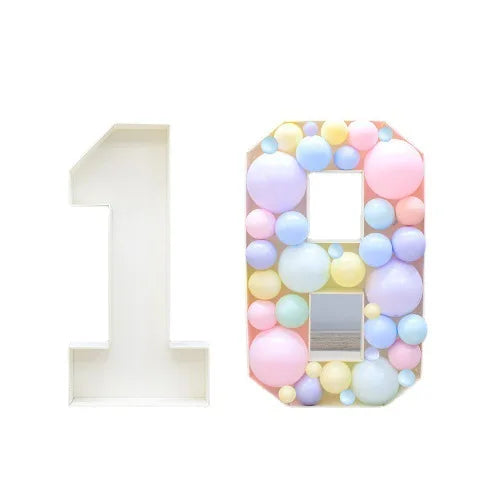 0-9 KT Board Digital Balloon Shape Box Balloon Display Box Decorative Mosaic Numbers for Birthday Party Supplies