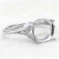 Sterling Silver 9*9mm Semi Mount Ring Empty Frame Blank Support Claw Setting S925 Base Holder Without Center Stone for DIY Inlay