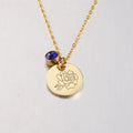 Birth Month Flower Necklace Stainless Steel Dainty Month Birth Disc Floral Pendant Engrave Coin Minimalist Necklace for Women