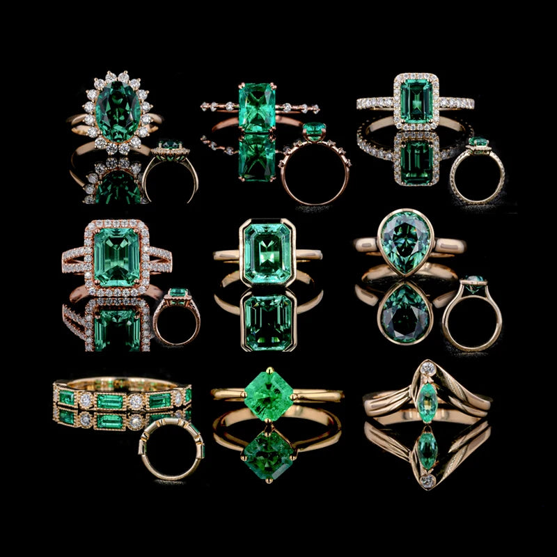 Starsgem Hot Sale Customize Lab Grown Emerald Smart Rings Jewelry Women 9K 10K 14K 18K Gold Ring Jewelry