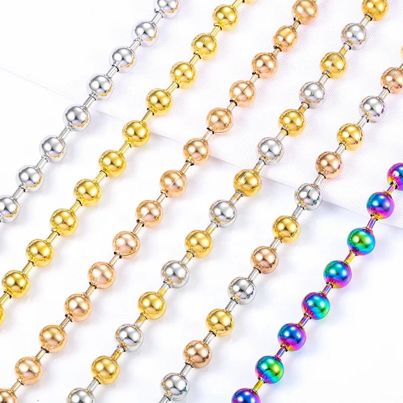 OEM NecklaceVarious Gold Plated Chain Decorative DIY Beads Charms Ball Chain Beads for Jewelry Findings Accessories