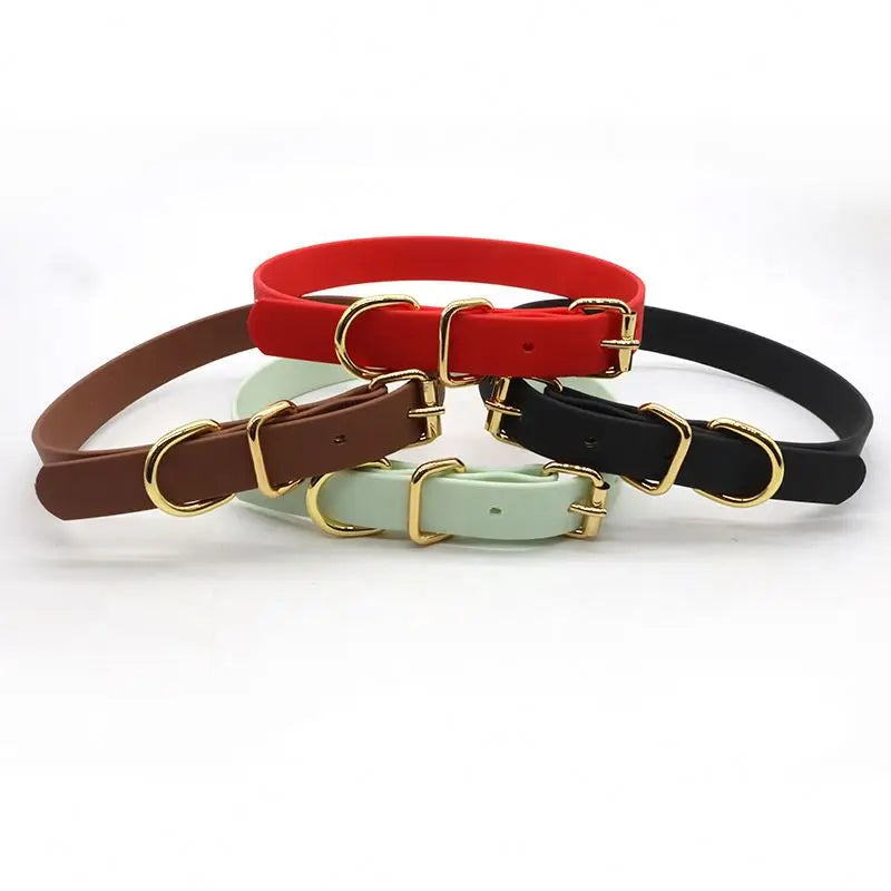 Customizable Luxury Dog Collar Waterproof PVC Nylon Webbing Gold Accents Adjustable Buckle LED Lights Solid Animal Rivet Nimble