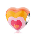 Enamel Charm 925 Sterling Silver Beautiful rainbow Heart Shape Beads Fashion Charm Beads Designer DIY for Bracelet Accessories