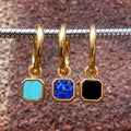 Men Onyx Dangle Earring 18k Gold Hoop Dangle Earrings With Black Onyx Gemstone Gold Lapis Lazuli Earring Charm Mens Jewelry