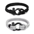 SC Fashion Handmade Woven Double Layer Climbing Rope Bracelet Homme Durable Stainless Steel Black Horseshoe Buckle Bracelet Men