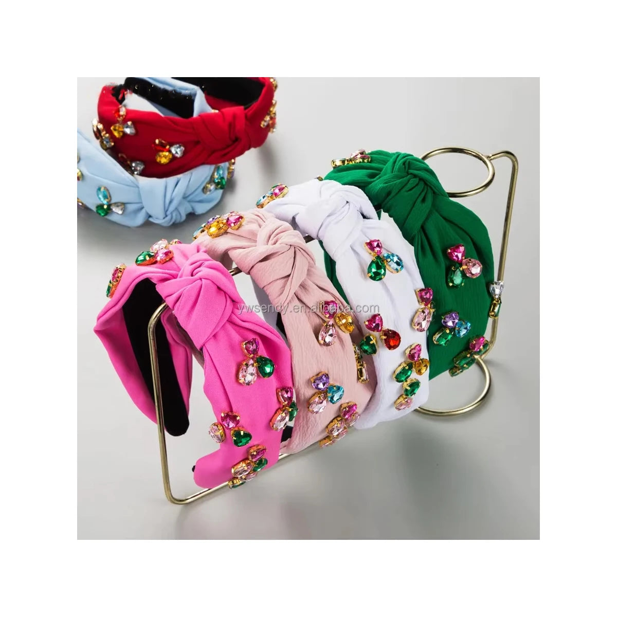 Fashion Baroque Colored Rhinestone Headband Hair Hoop Wide Brim Versatile Personality Temperament Headbands for Women