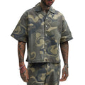 High Quality Custom Boxy Fit Men's Casual Camo Shirt Short Sleeve with Lapel Button Plus Size Summer Print Camo for Men