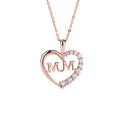 Fashion 925 Sterling Silver Mama Women Diamond Pendant Mothers Day Heart-shaped love Necklace