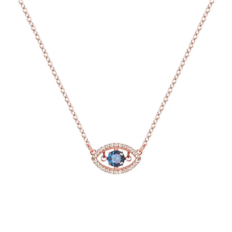 Sterling Silver 925 Jewellery Fashion Rose Gold Necklace 925 Sterling Silver Zircon Silver Evil Eyes Chain Necklace
