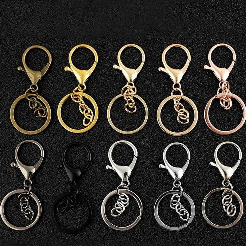 Manufacturer's High-quality Electroplated Lobster Buckle Flat Ring Chain Golden Oil sealed Keychain Pendant