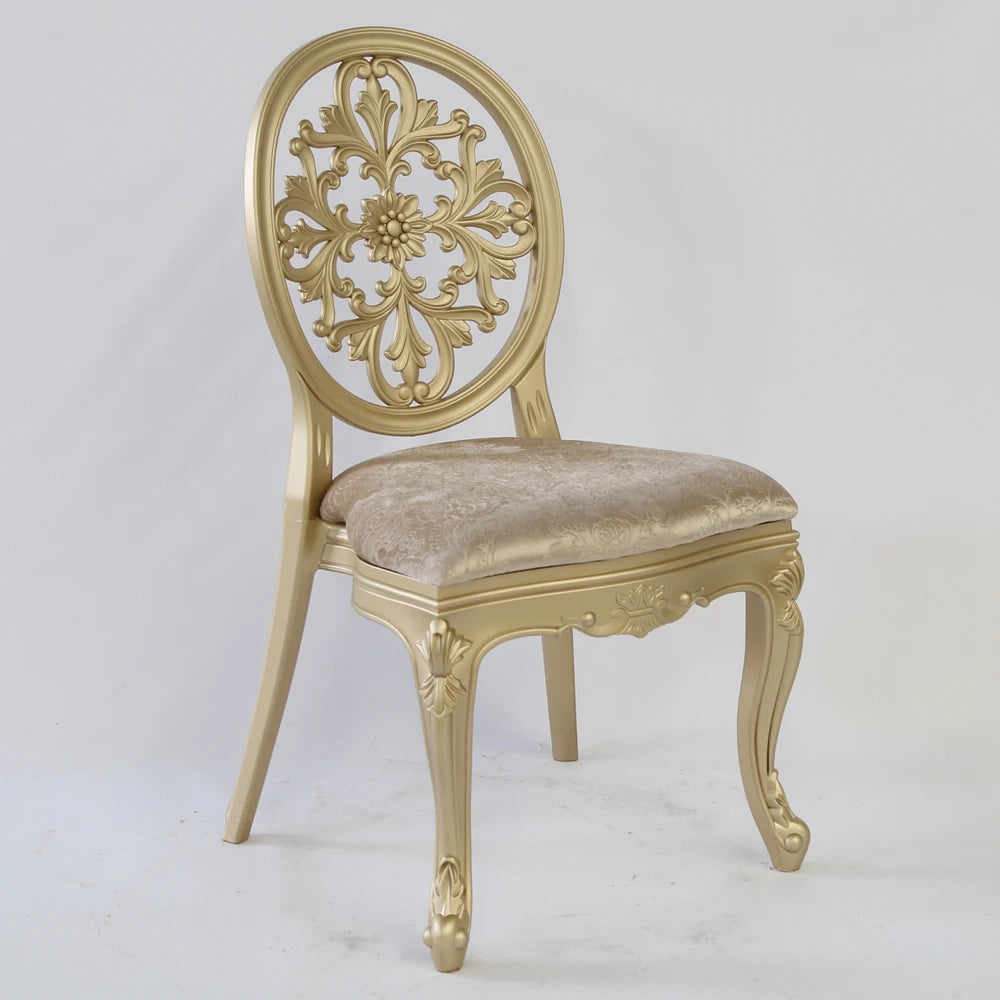 Wholesale Luxury Fashion Round Back Design Gold King Plastic Round Back Louis Chair