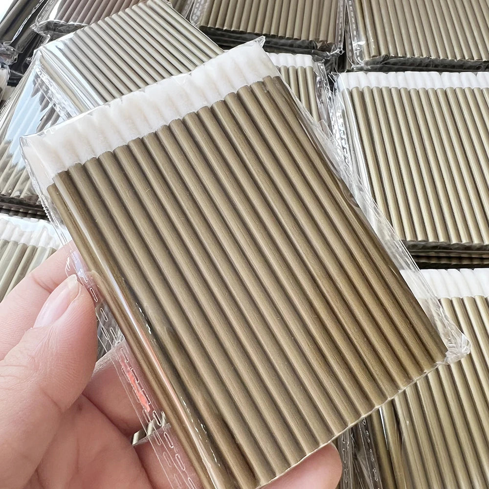 Hot Sale Disposable Lip Brush 50pcs Custom logo Lip Exfoliator Brush Hollow Flocking Stick Wands Liner Lip Gloss Brush