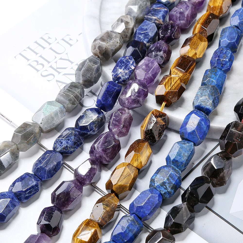 8*12mm Irregular Cylinder Shape Rectangle Big Faceted Stone Beads for Bracelet Necklace Making