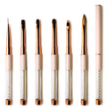 Beautiful Pink Acrylic Handle With White Pearl Liner Gel Oval Flat Ombre Crimped Type Acrylic Nail Art Brush