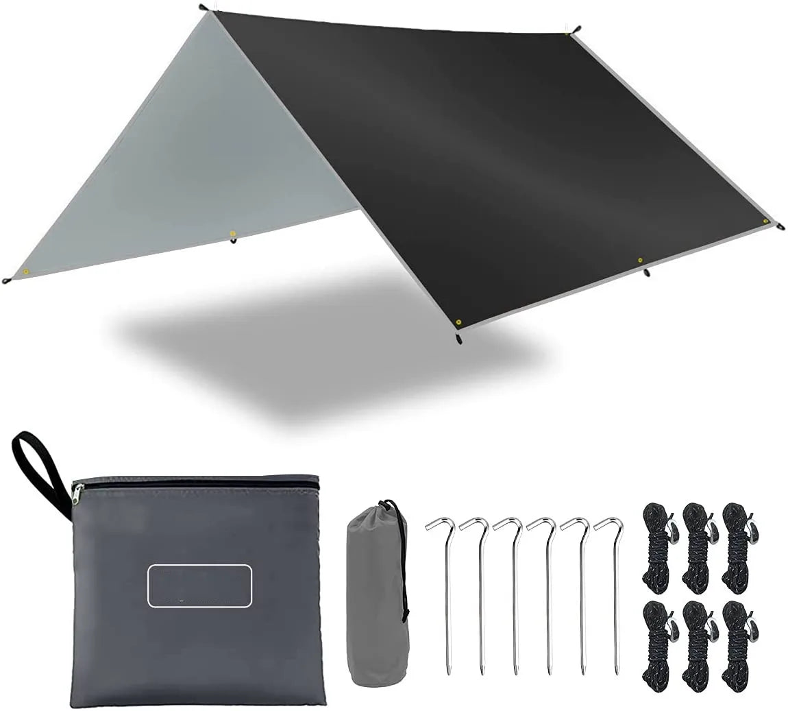 WOQI New Style Camping Tarp Tent Hammock Tarp  Waterproof  Sunshade Hammock Rain Fly Compact Lightweight Canopy